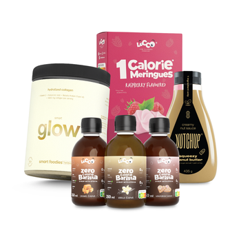 Smart Start Set - Himbeer-Baisers 28g, Collagen 270g, Original Nutchup 435g, Kaffeesirup 3 x 250ml: Karamell, Vanille, Lebkuchen