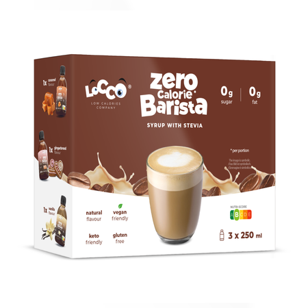 LoCCo 0 kcal Barista Sirup mit Stevia 3x250 ml