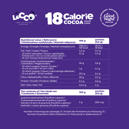 LoCCo 18 kcal Kakao mit Ashwagandha im Schokoladengeschmack