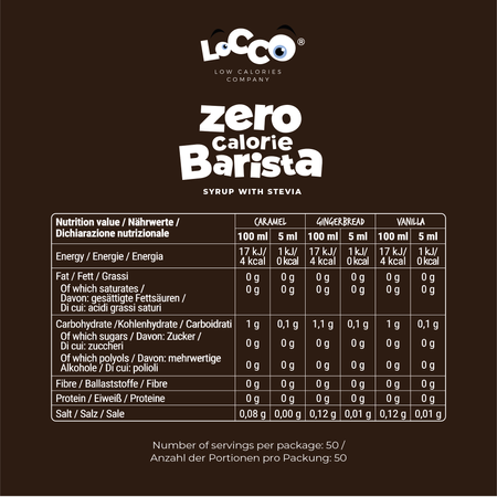 LoCCo 0 kcal Barista Sirup mit Stevia 3x250 ml